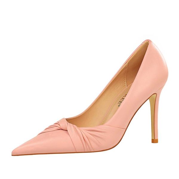 

dress shoes spring fashion is sweet high heels, thin low toe, bow, Black