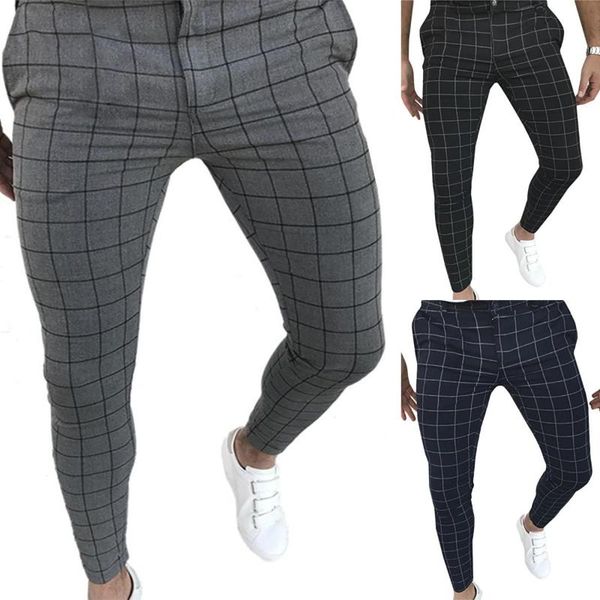 

men's suits & blazers men plaid pencil pants casual formal skinny trousers office wedding business, White;black