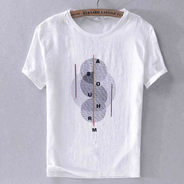 

men's t-shirts summer short-sleeved linen t-shirt trend male cotton stitching loose white t shirt men camisa camiseta 5b3j, White;black