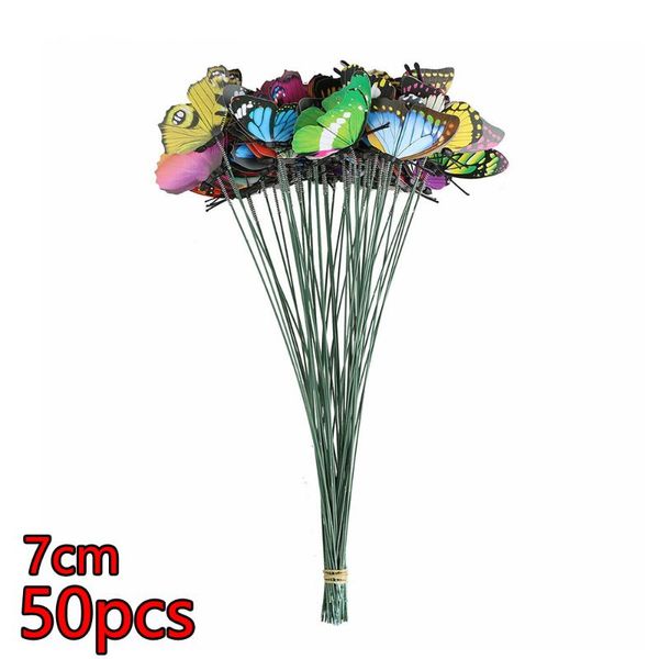 

decorative flowers & wreaths 50pcs butterfly stakes outdoor yard planter flower pot bed garden decor art for lawn, home decoration, party