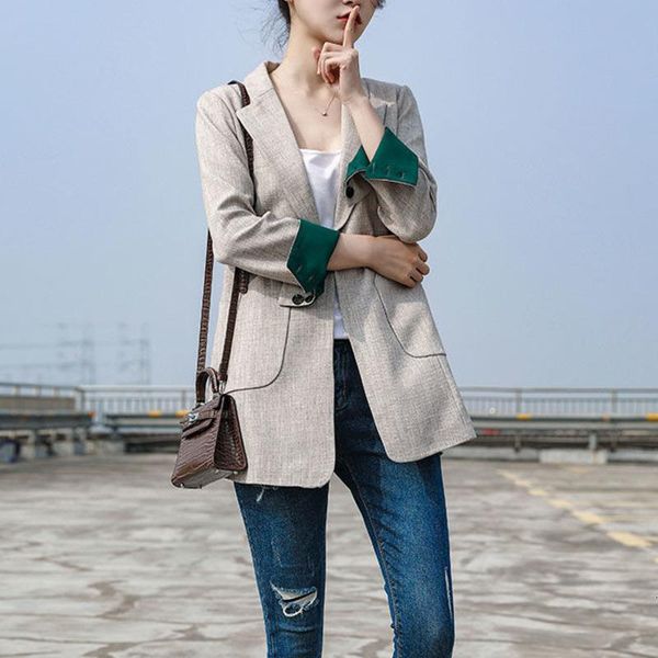 

women's suits & blazers peonfly vintage pockets office ladies blazer coat women fashion single button long sleeve outerwear casual chaq, White;black