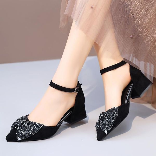 

dress shoes 2021 spring 4.5cm square high heels woman black butterfly-knot heeled pumps female ladies elegant wedding