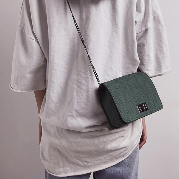 

korean messenger bag small square pu chain tote shoulder handbag waist bags