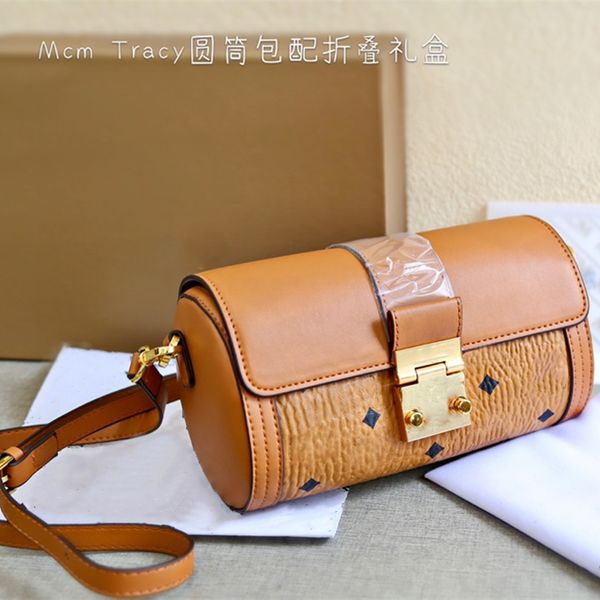 

retro pen holder cylinder bags classic all-match ladies coated canvas high-quality leather crossbody designer fashion handbags with original