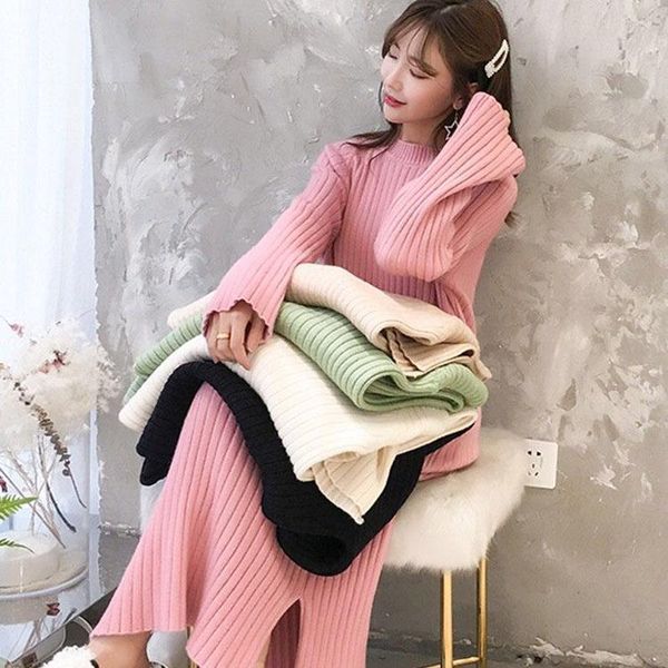 

women's sweaters eachin fashion women autumn winter maxi korean long sleeve loose knit pullover female casual party hooded sweater, White;black