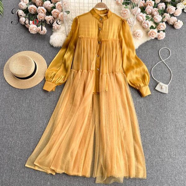 

casual dresses elegant dress chiffon vintage fashion outwear sweet long sleeve elastic waist summer comfort women, Black;gray
