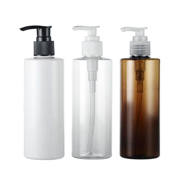 

storage bottles & jars 250ml x 25 brown white pet flat shoulder refillable bottle for liquid makeup plastic lotion pump shampoo containers