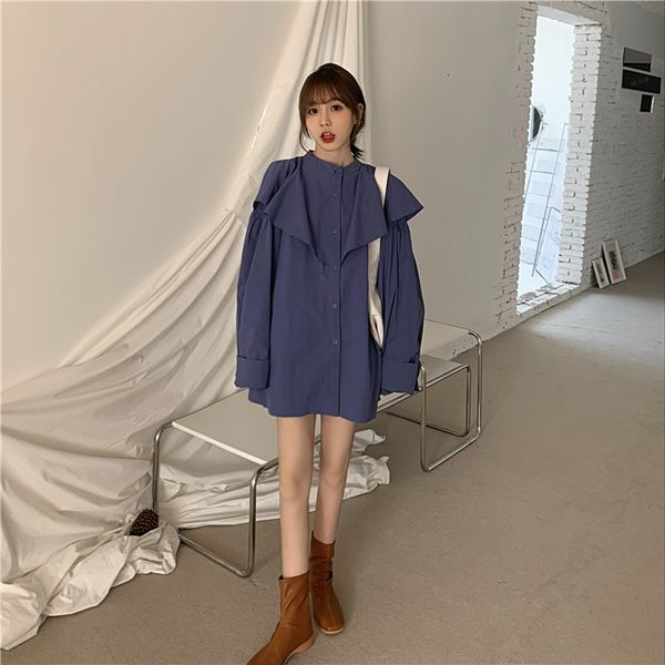 

women's blouses & shirts camisa solta de sign vermelho com gola mandarim, camisa tamanho mÃ©dio mangas soltas e costura, cor sÃ³lida, out, White