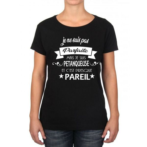 

womens t-shirt petanqueuse petanque, White;black