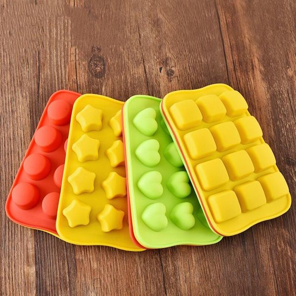 

baking moulds 12 grid silicone chocolate mold tray creative star/heart/round/square shaped ice cube cake decoration