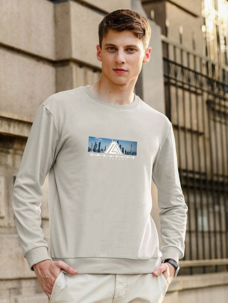 

men building & letter graphic sweatshirt b22w#, Black