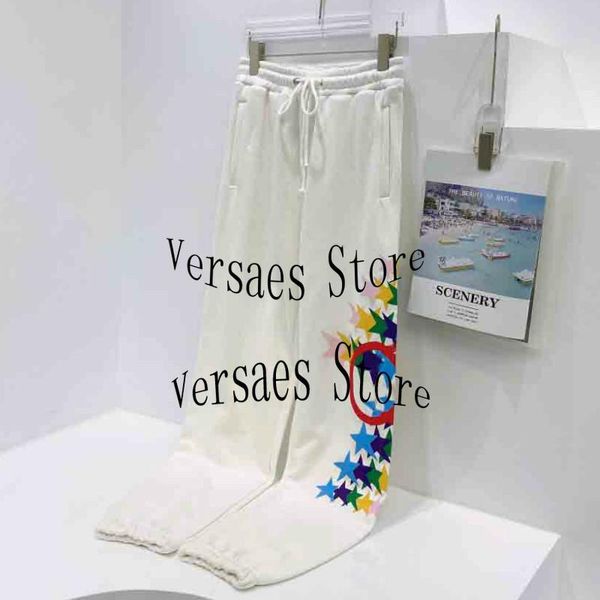 

women's pants & capris 21 luxury rainbow meteor letter printing casual versatile waist slim lantern sports, Black;white