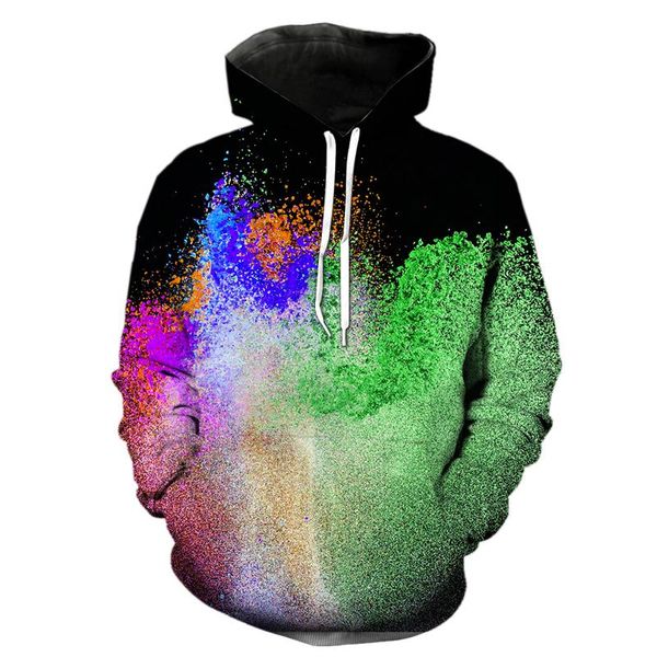 

men's hoodies & sweatshirts tie dyeing style 3d printing creative pattern spring and autumn slim long-sleeved oversized hoodie clothes, Black