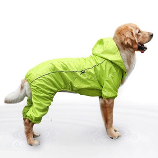 

dog apparel medium and large waterproof big raincoat pet golden retriever four-foot