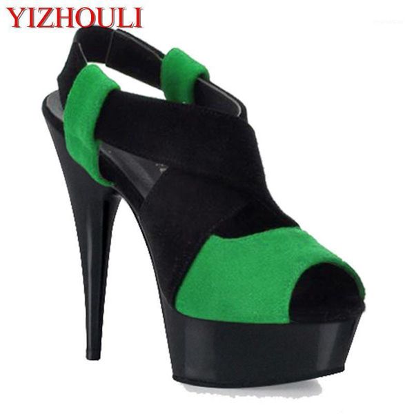 

inch color block performance shoes 15cm high-heeled platform sandals in hit1, Black