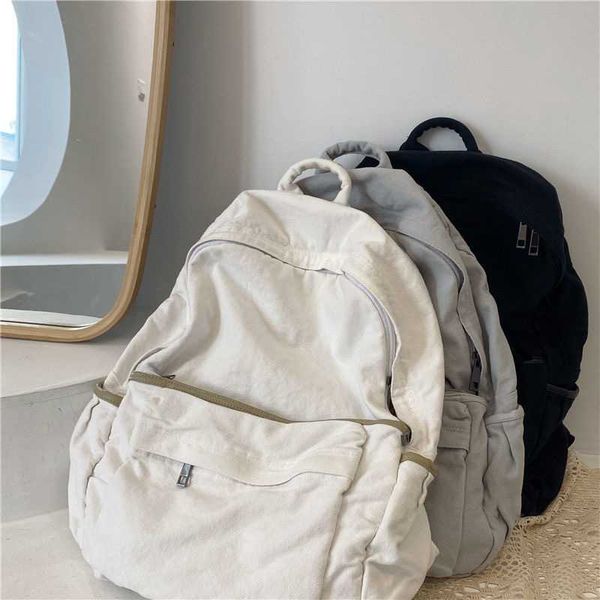

backpack korea ulzzang casual ins fashion vintage teenager school bag zip up solid color women harajuku big capacity travel