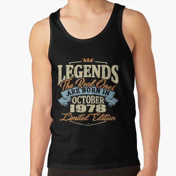 

legends the real ones are born october 1978 mens loose breathable sleeveless large size gyms tank legend, White;black