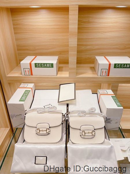 

original classsical 1955 horsebit saddle fashion bag women designer cream genuine leather handbag tofu buckle shoulder bags messenger