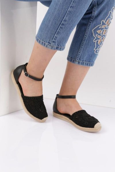 

sandals 8902 women's mesh wrist espadril, Black