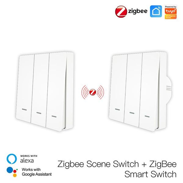 

smart home control tuya zigbee light switch with transmitter kit no neutral wire capacitor required works alexa google