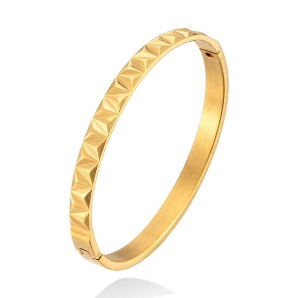 

bangle luxury 18k stainless steel engraved wave shape bracelets for women gold color cuff bangles men fashion jewelry gift, Black