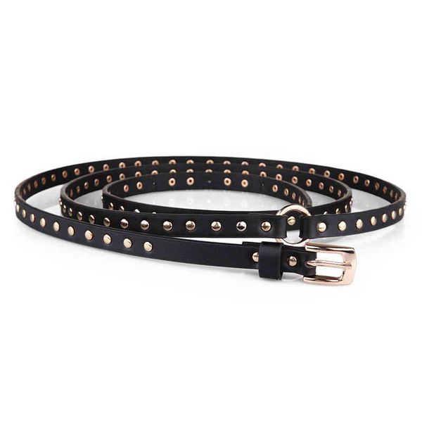 

waistbands belts fashion punk black super long double loop rivet women's thin belt, Black;brown