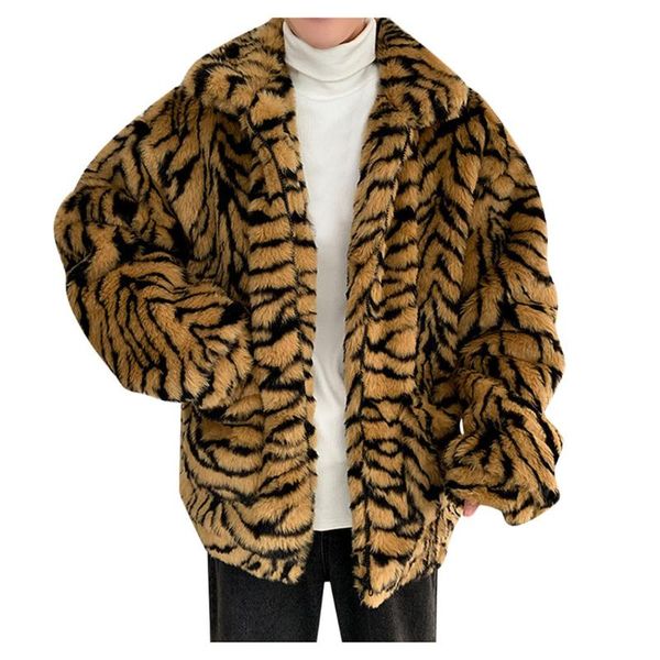 

men's wool & blends jaycosin men leopard winter warm jackets parkas male coats fleece outwears woolen faux-fur' coat collar overco, Black