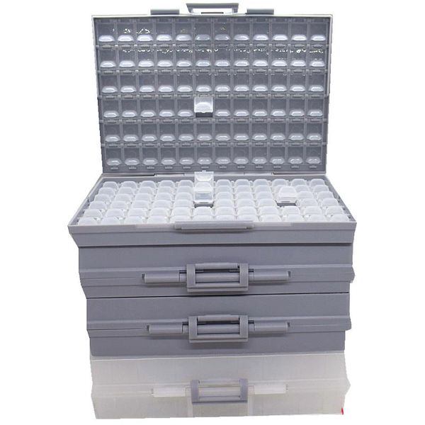 

tool organizers 4pcs aidetek boxall96+24+144+48 empty boxes enclosure smd smt parts compartments lids beads craft organizer