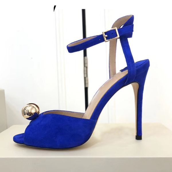 

sandals women thin high heel summer bridal wedding shoes peep toe metal ball decor ankle strap runway jewellery sandalias 4gg8, Black