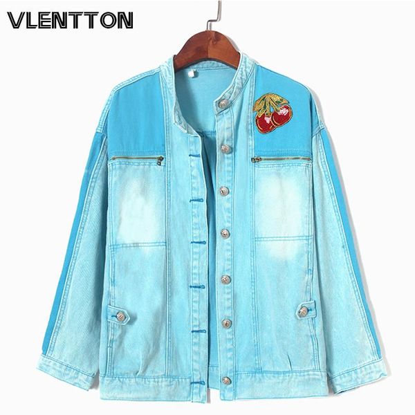 

women's jackets 2021 spring autumn women vintage embroidery denim jacket chic button harajuku jeans coat female casual loose cowboy ou, Black;brown