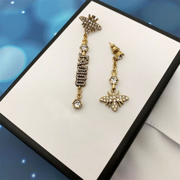 

new bee asymmetric earrings female red love star, Silver