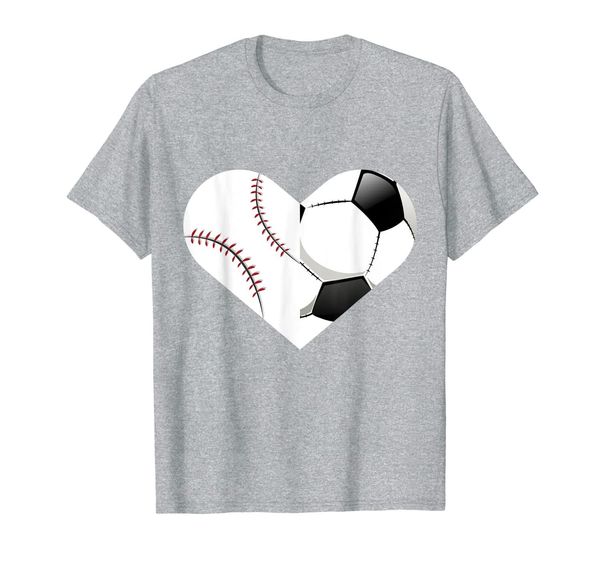 

soccer baseball heart shirt, sports tee, baseball, soccer, White;black