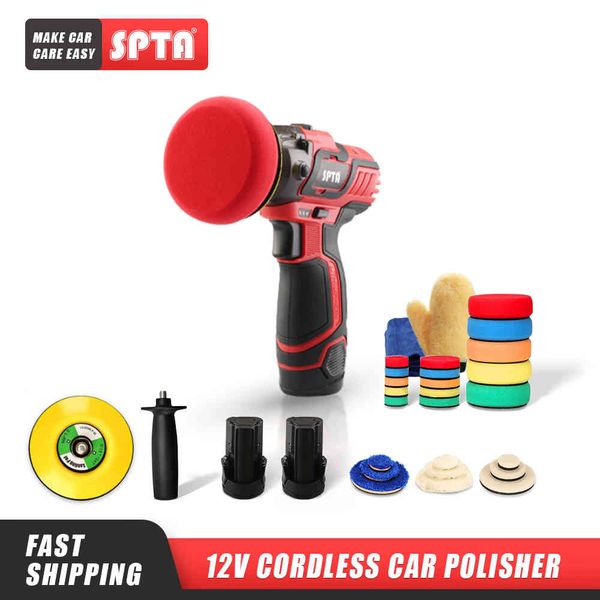 

spta 12v car tool set cordless drill drive variable speed polisher with quick charger and polishing pads
