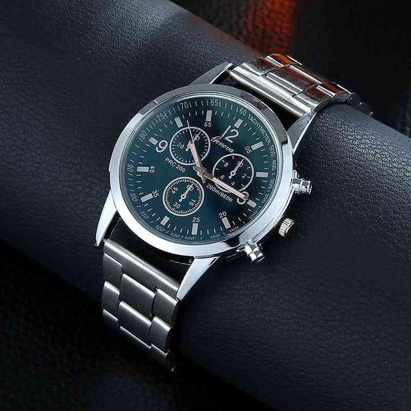 

steel belt quartz watch three eye six pin fashion alloy men's watch, Slivery;brown