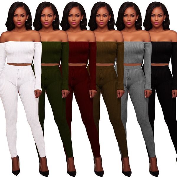 

two piece pants new autumn and winter women's 2021 solid color long sleeve yoga exercise suit street trendsetter skinny casual mon, White