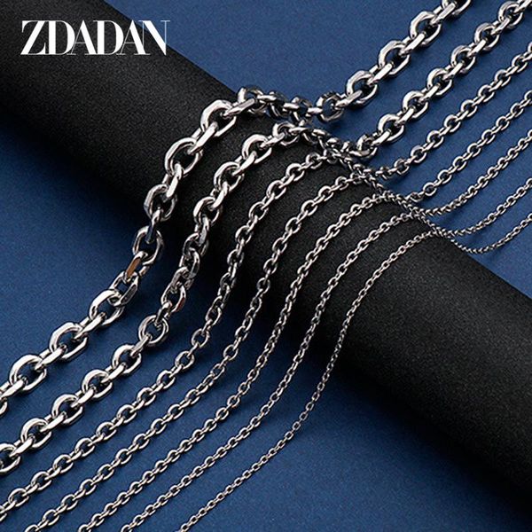 

chains zdadan 2mm 3mm 4.5mm 5.5mm stainless steel cuban necklace o-chain for men women party jewelry gift, Silver