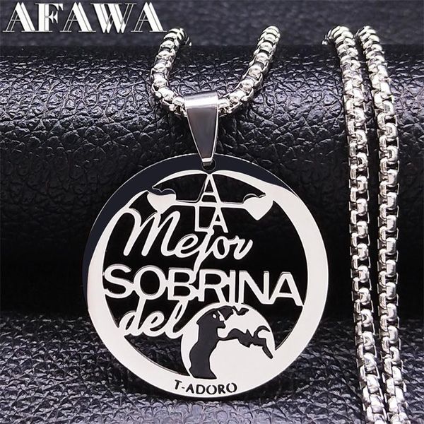 

pendant necklaces family stainless steel sobrina necklace women round spanish niece chains jewelry colgante acero inoxidable n3688s01, Silver