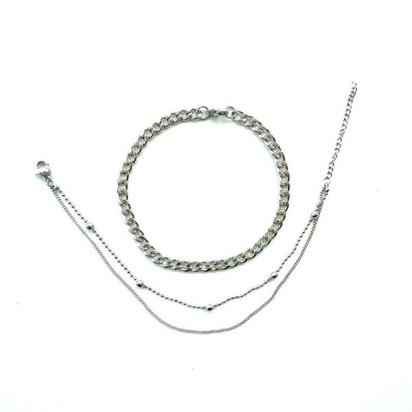 

beach style stainless steel thick chain multi-layer anklet accessories, Red;blue
