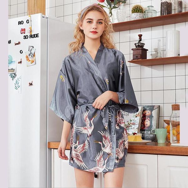 

women's sleepwear fashion summer mini kimono robe lady rayon bath gown yukata nightgown sleepshirts pijama mujer size -xxl, Black;red