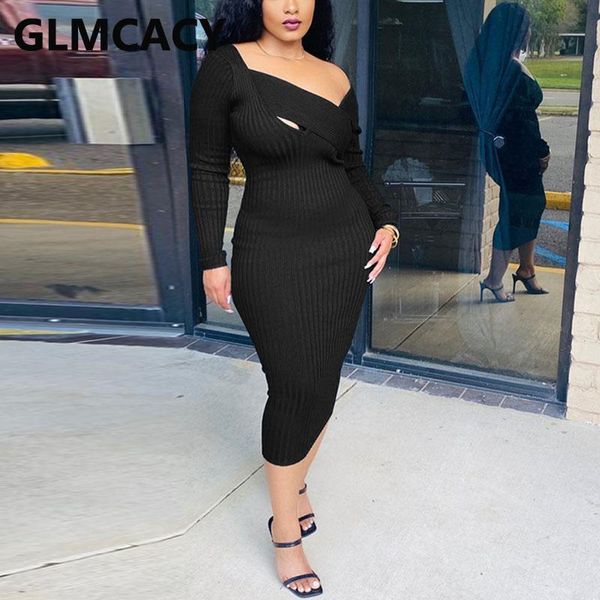 

women long sleeve ribbed dress irregular bodycon casual dresses, Black;gray