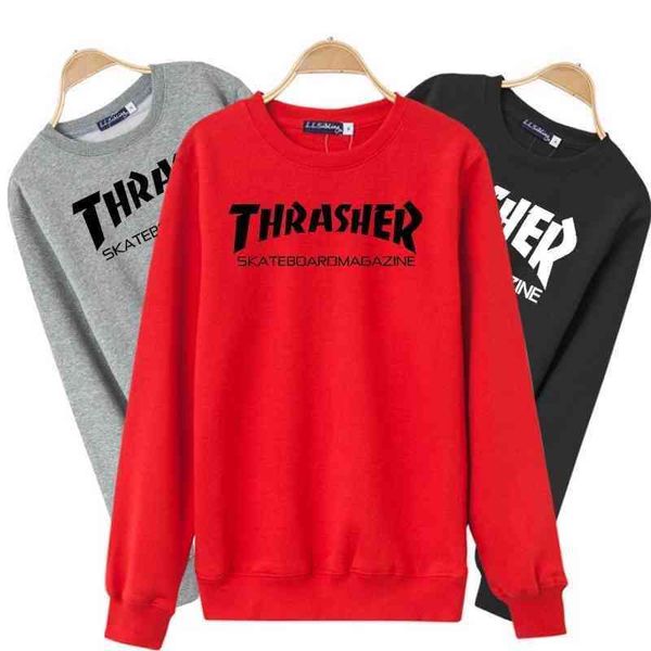 

cotton new men's autumn sweater jacket plush thickened round neck pullover sweater print, Black