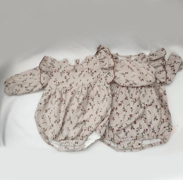 

rompers 2021 boys girls floral romper cotton autumn fashion babys jumpsuit 6-24 month ws724, Blue