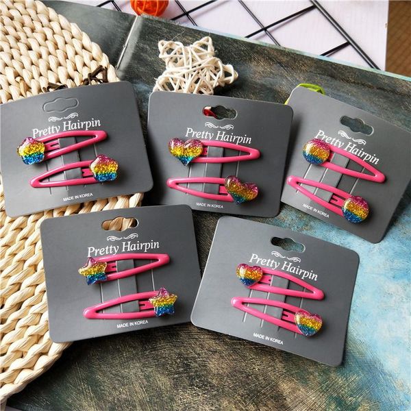 

hair accessories cartoon children's jewelry sparkle resin stars love baby hairpin bb clip edge girl headdress, Slivery;white