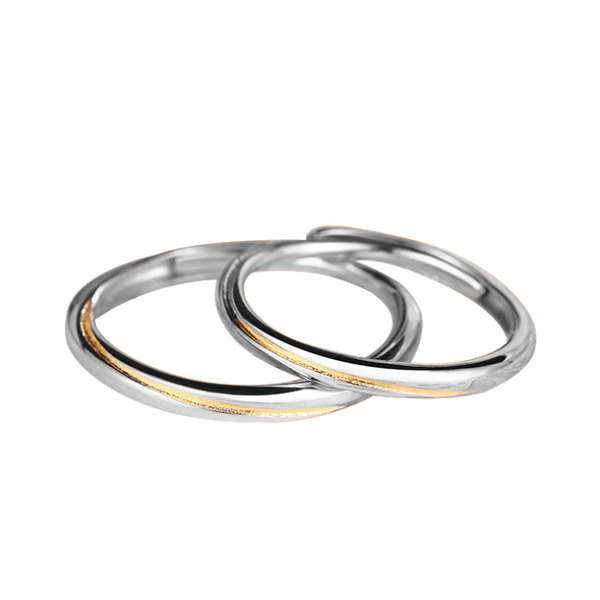 

cluster rings yaximan silverage 925 sterling silver for women simple gold line couple open ring men jewelry love's gift valentine', Golden;silver