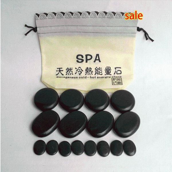 

massage stones & rocks natural energy set spa rock basalt 16pcs with 1