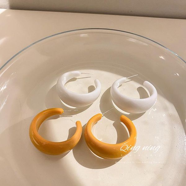 

hoop & huggie fashion acrylic simple personality c-shaped earrings fresh temperament design hook earring for women jewelry gifts, Golden;silver