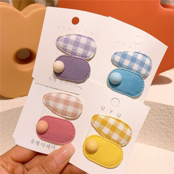 

pcs korean kids hair accessories cute baby plaid fabric bb clip sweet girl princess small oval hairpins headdress, Slivery;white