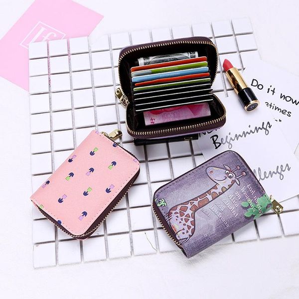 

card holders 2021 women wallet cartoon organ holder lady fashion multi business bag zipper coin purse female organizer men, Brown;gray