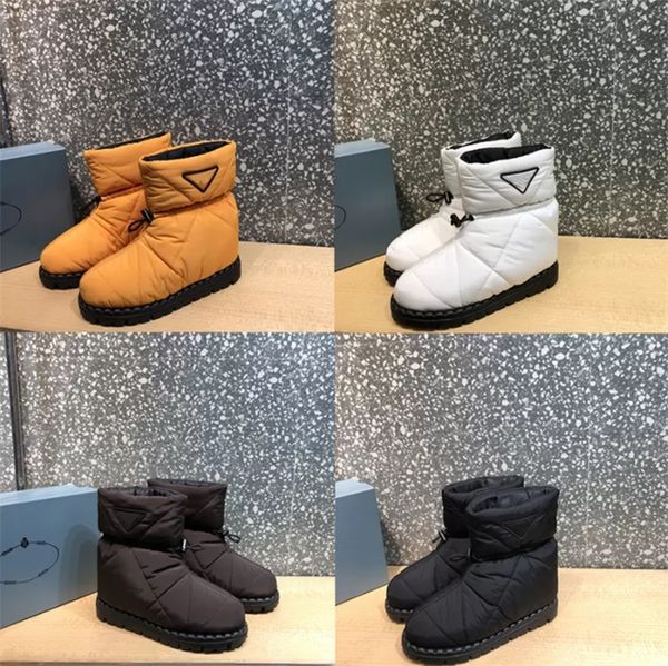 2022 Çizgili Naylon Kumaş Botları Kadın Boot Lüks Platformu Tasarımcıları Siyah Kısa Moda Ayak Bileği Biker Avustralya Kış Kar Sneakers Sıcak Boyutu Tutun 35-40