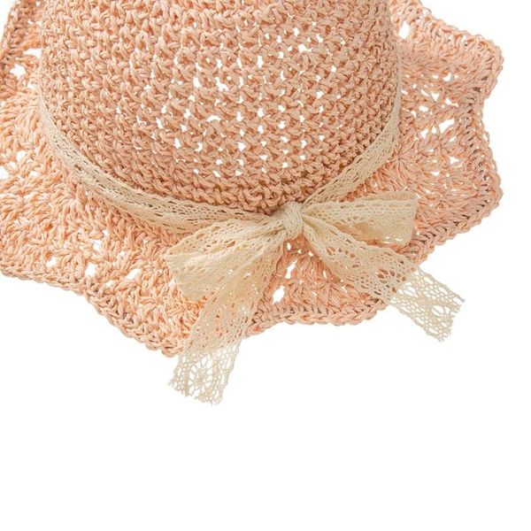 

baby bowknot straw hat princess summer beach bonnet cap pograpy props infant wide brimmed sunhat caps & hats, Yellow